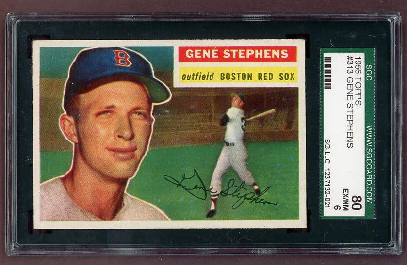 1956 Topps Baseball #313 Gene Stephiens Red Sox SGC 6 EX-MT 518572