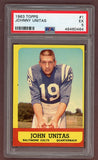 1963 Topps Football #001 John Unitas Colts PSA 5 EX 518607