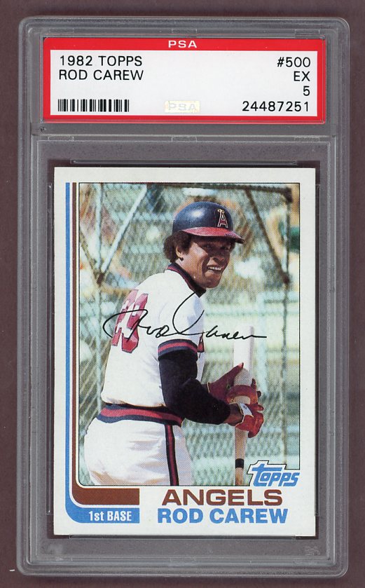 1982 Topps #500 Rod Carew Angels PSA 5 EX 518608