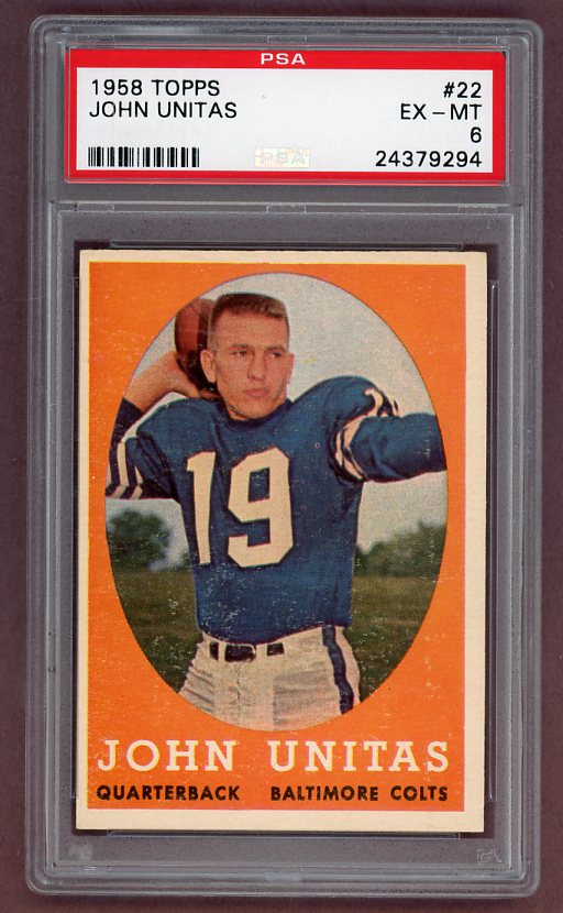 1958 Topps Football #022 John Unitas Colts PSA 6 EX-MT 518635