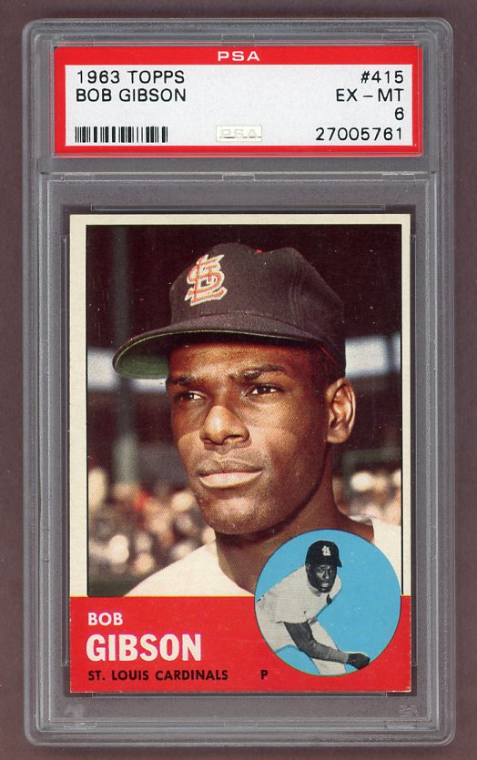 1963 Topps Baseball #415 Bob Gibson Cardinals PSA 6 EX-MT 518638