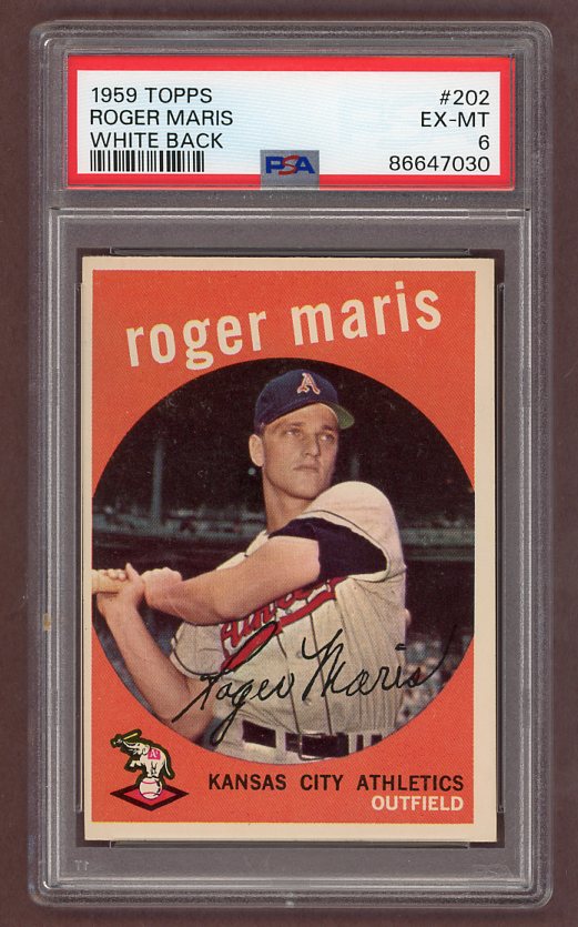 1959 Topps Baseball #202 Roger Maris A's PSA 6 EX-MT 518640