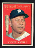 1961 Topps Baseball #475 Mickey Mantle MVP Yankees EX+/EX-MT 518691