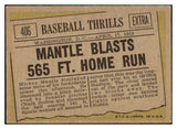 1961 Topps Baseball #406 Mickey Mantle IA Yankees EX 518752