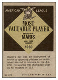 1961 Topps Baseball #478 Roger Maris MVP Yankees VG-EX 518753