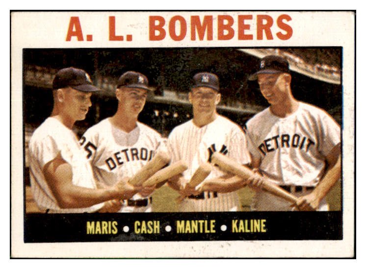 1964 Topps Baseball #331 Mickey Mantle Al Kaline Roger Maris EX+/EX-MT 518765