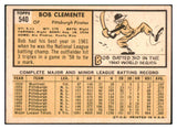 1963 Topps Baseball #540 Roberto Clemente Pirates VG-EX 518767