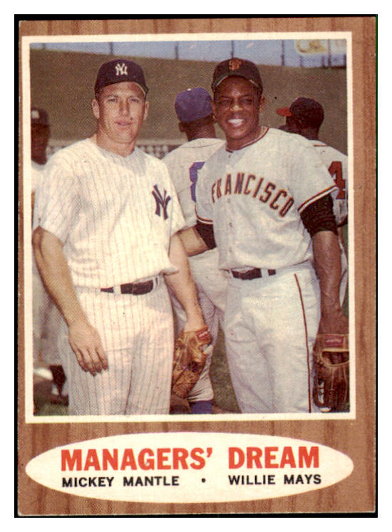 1962 Topps Baseball #018 Mickey Mantle Willie Mays EX+/EX-MT 518778