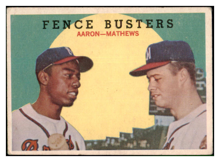 1959 Topps Baseball #212 Hank Aaron Eddie Mathews VG-EX 518781