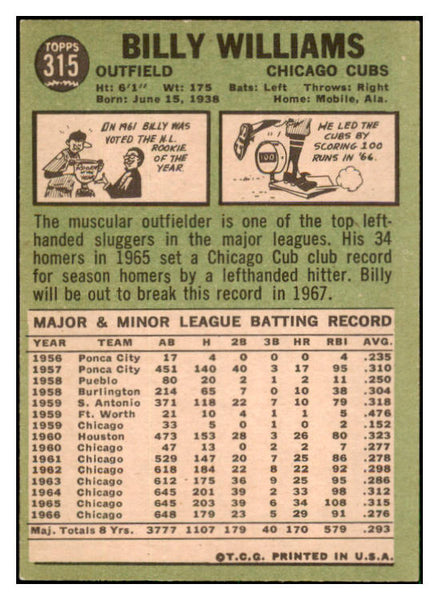 1967 Topps Baseball #315 Billy Williams Cubs EX-MT 518807