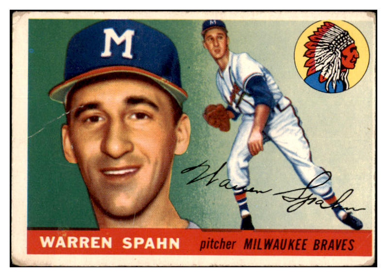 1955 Topps Baseball #031 Warren Spahn Braves Good 518898