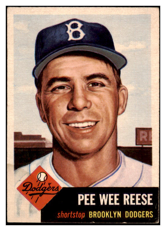 1953 Topps Baseball #076 Pee Wee Reese Dodgers VG-EX 518909