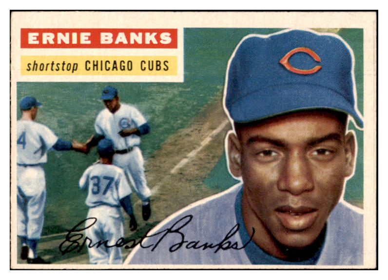 1956 Topps Baseball #015 Ernie Banks Cubs EX+/EX-MT Gray 518918