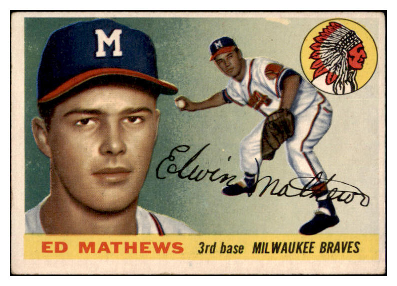 1955 Topps Baseball #155 Eddie Mathews Braves VG-EX 518931