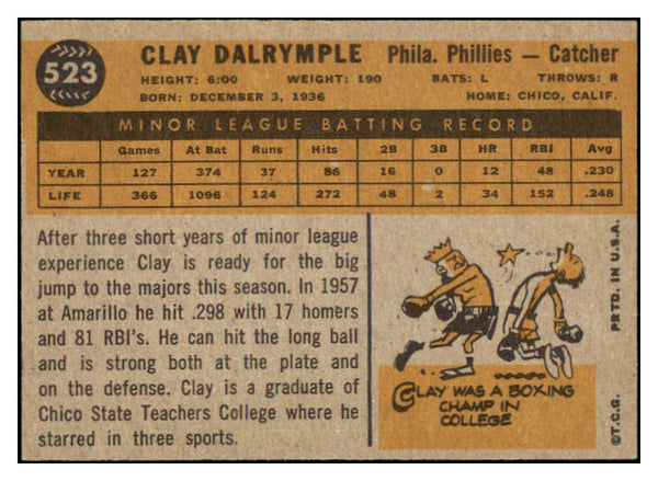 1960 Topps Baseball #523 Clay Dalrymple Phillies NR-MT 518939