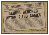 1961 Topps Baseball #405 Lou Gehrig Yankees VG-EX 518995