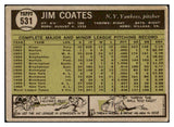 1961 Topps Baseball #531 Jim Coates Yankees VG-EX 519049