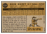 1960 Topps Baseball #522 Ken Hunt Yankees EX-MT 519069