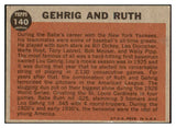 1962 Topps Baseball #140 Babe Ruth Lou Gehrig EX-MT 519082