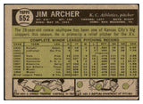 1961 Topps Baseball #552 Jim Archer A's VG 519095