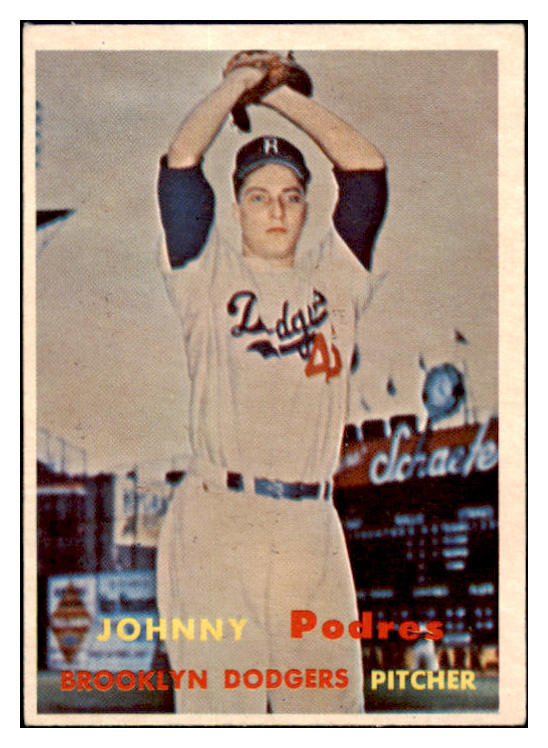 1957 Topps Baseball #277 Johnny Podres Dodgers EX-MT 519102