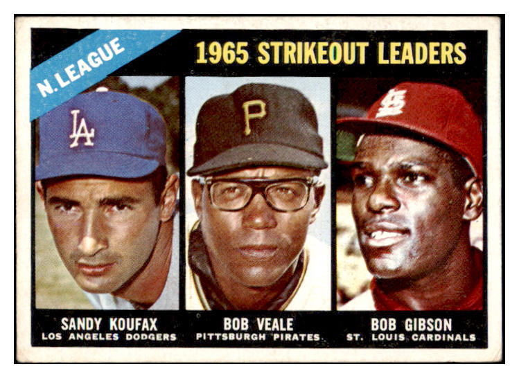 1966 Topps Baseball #225 N.L. Strike Out Leaders Sandy Koufax EX+/EX-MT 519113