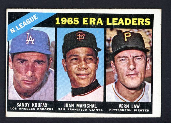 1966 Topps Baseball #221 N.L. ERA Leaders Sandy Koufax VG-EX 519314