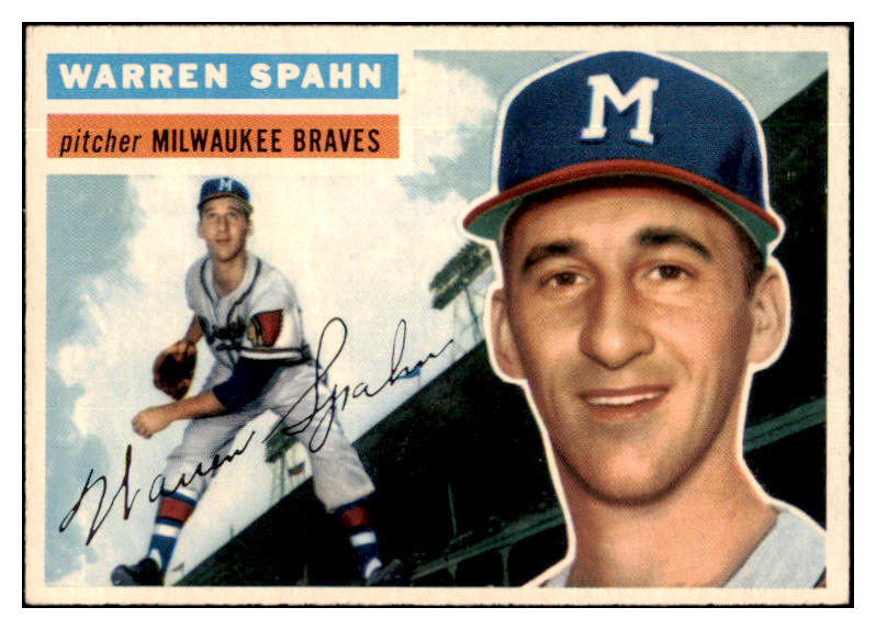 1956 Topps Baseball #010 Warren Spahn Braves EX-MT Gray 519347