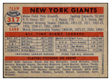 1957 Topps Baseball #317 New York Giants Team VG-EX 519348