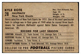 1952 Bowman Large Football #028 Kyle Rote Giants Fair 519378