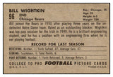 1952 Bowman Large Football #096 Bill Wightkin Bears EX 519434