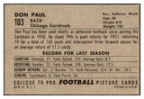 1952 Bowman Large Football #103 Don Paul Cardinals EX-MT 519439