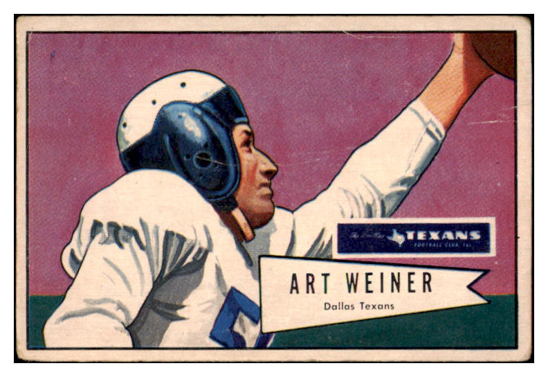 1952 Bowman Large Football #114 Art Weiner Texans VG 519445