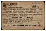 1952 Bowman Large Football #119 Frank Ziegler Eagles FR-GD 519449