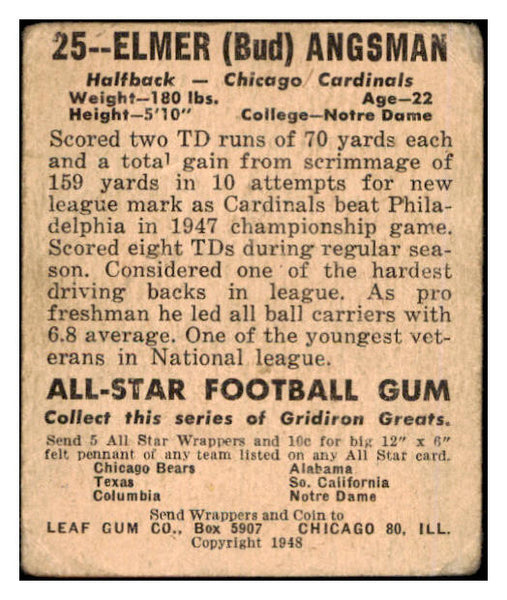1948 Leaf #025 Elmer Angsman Cardinals GD-VG 519490