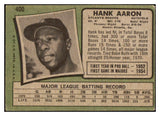 1971 Topps Baseball #400 Hank Aaron Braves VG-EX 519559