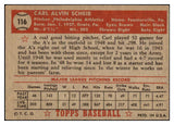 1952 Topps Baseball #116 Carl Scheib A's EX 519633