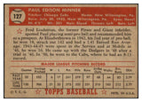 1952 Topps Baseball #127 Paul Minner Cubs EX 519637