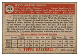 1952 Topps Baseball #273 Erv Palica Dodgers EX 519639