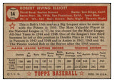 1952 Topps Baseball #014 Bob Elliott Braves EX Red 519644