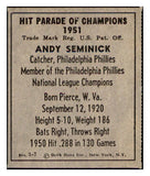 1951 Berk Ross #003-7 Andy Seminick Phillies EX-MT 519711