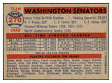 1957 Topps Baseball #270 Washington Senators Team VG-EX 519729