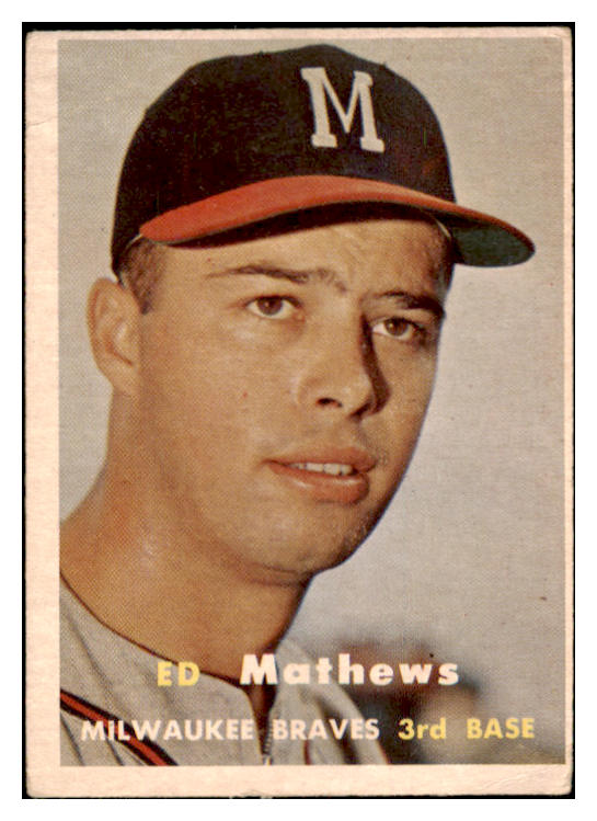 1957 Topps Baseball #250 Eddie Mathews Braves VG 519736