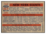 1957 Topps Baseball #317 New York Giants Team EX+/EX-MT 519740