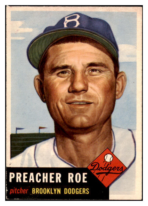 1953 Topps Baseball #254 Preacher Roe Dodgers EX 519759