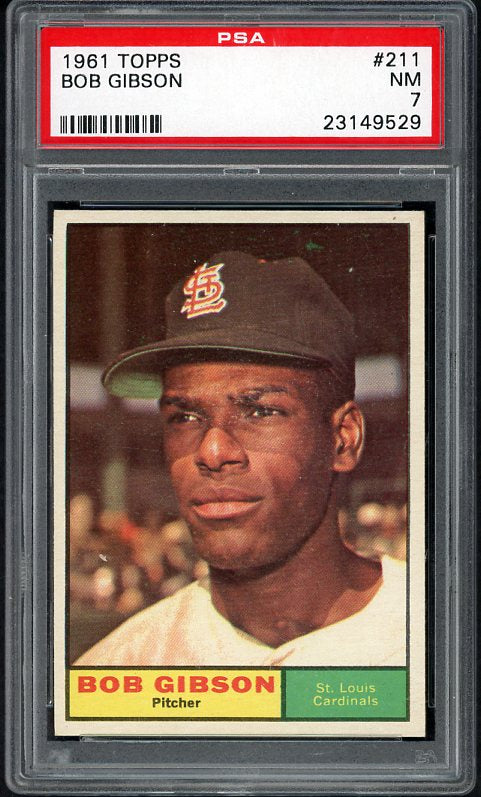 1961 Topps Baseball #211 Bob Gibson Cardinals PSA 7 NM 519814