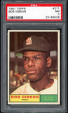 1961 Topps Baseball #211 Bob Gibson Cardinals PSA 7 NM 519814