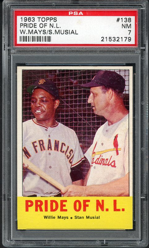 1963 Topps Baseball #138 Willie Mays Stan Musial PSA 7 NM 519818