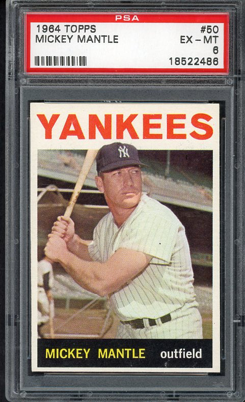 1964 Topps Baseball #050 Mickey Mantle Yankees PSA 6 EX-MT 519820