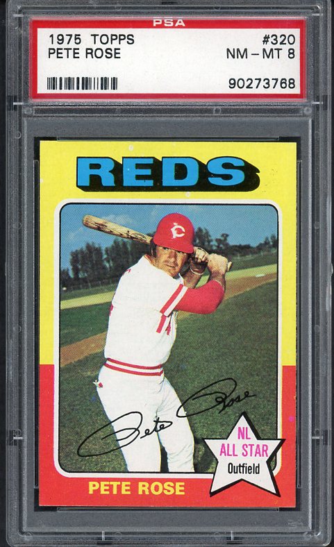 1975 Topps Baseball #320 Pete Rose Reds PSA 8 NM/MT 519825